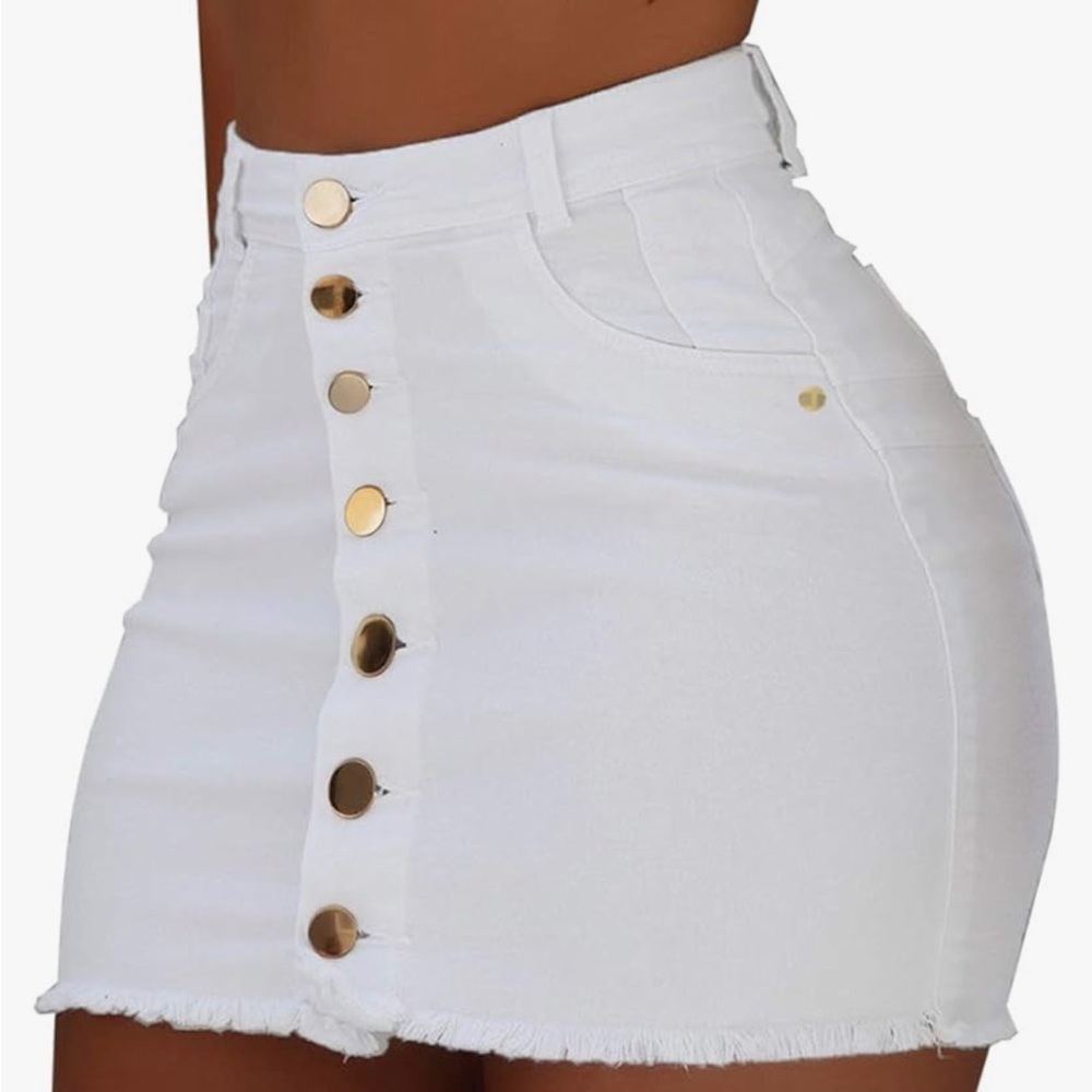 AvoDovA Women's High Waisted Jean Skirts Slim Fit Button Front Bodycon Denim